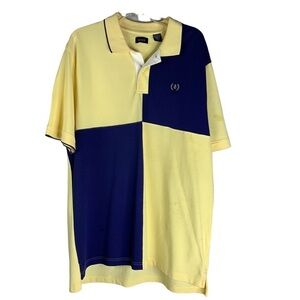 Vintage 90’s IZOD Navy & Yellow Color Block Polo Shirt Sz. XL Ukraine Flag Color
